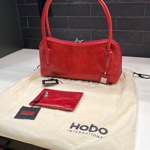Hobo Shoulder Purse Avery Rouge Colored w/ Euro Slide Thin card wallet